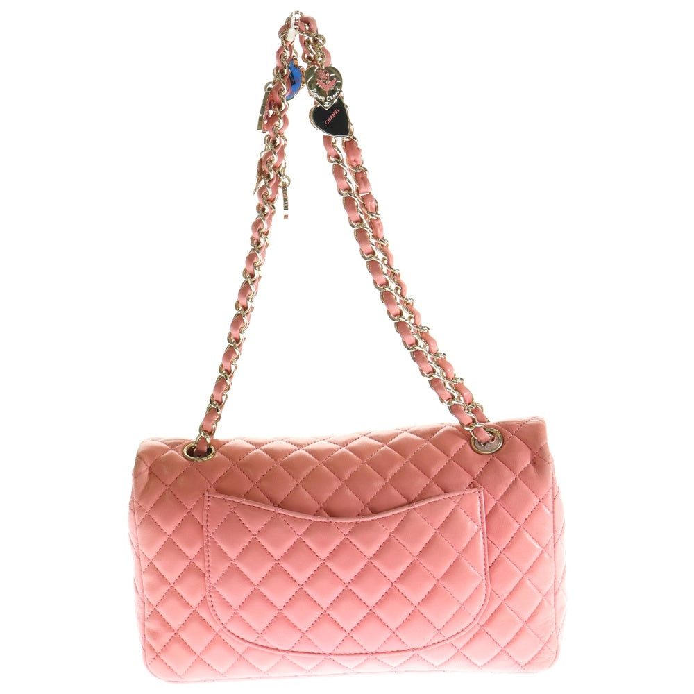 CHANEL(シャネル) ココマーク マトラッセ25 バレンタイン ラムスキン ハートチャーム付レザーショルダーバッグ ピンク レディース