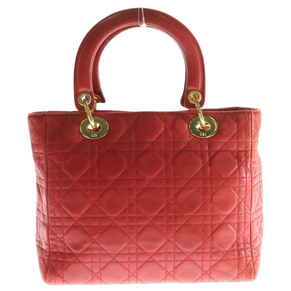 Christian Dior(クリスチャンディオール) クリスチャンディオール レディディオール ハンドバッグ レッド ゴールド金具 カナージュ ナイロン