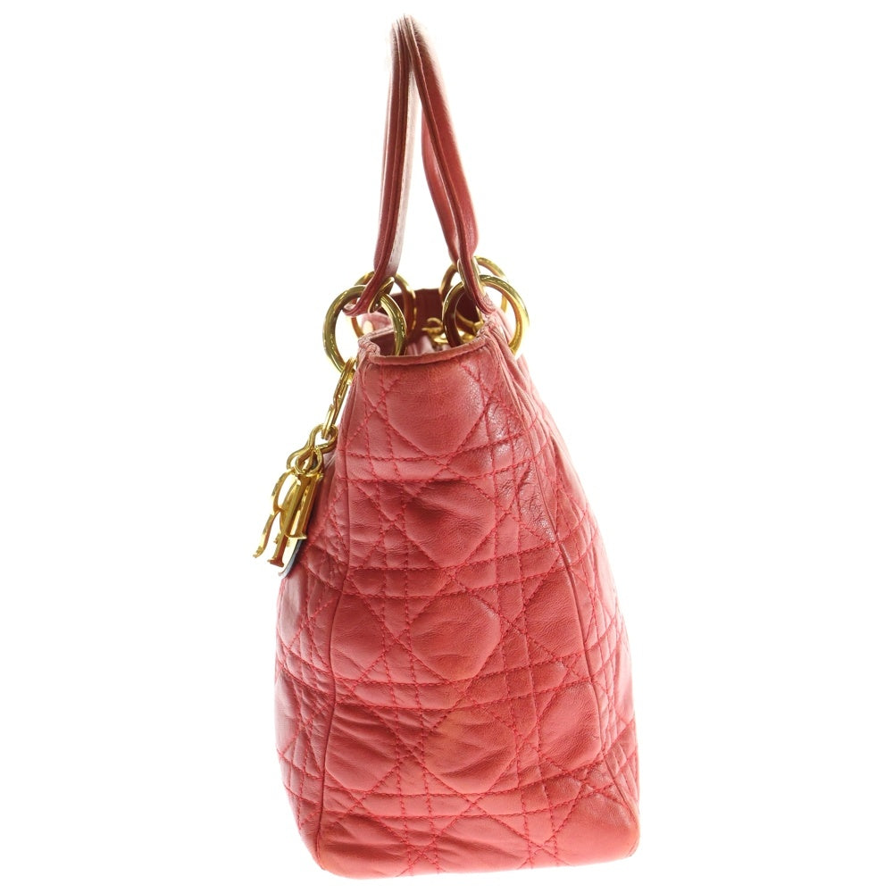 Christian Dior(クリスチャンディオール) クリスチャンディオール レディディオール ハンドバッグ レッド ゴールド金具 カナージュ ナイロン