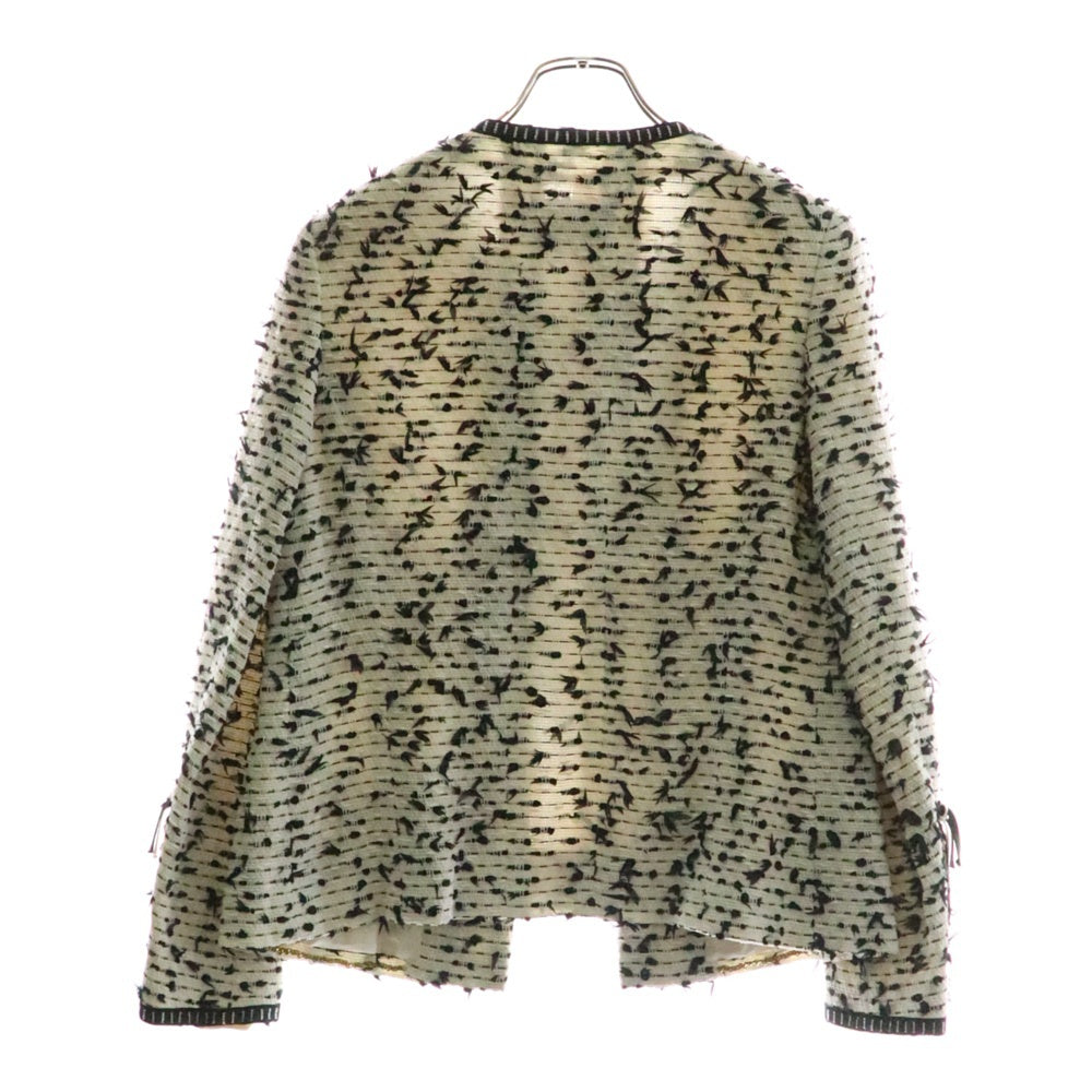 CHANEL(シャネル) 95C クルーズコレクション ツイード リボンデザイン ノーカラージャケット ホワイト/ブラック レディース P04218