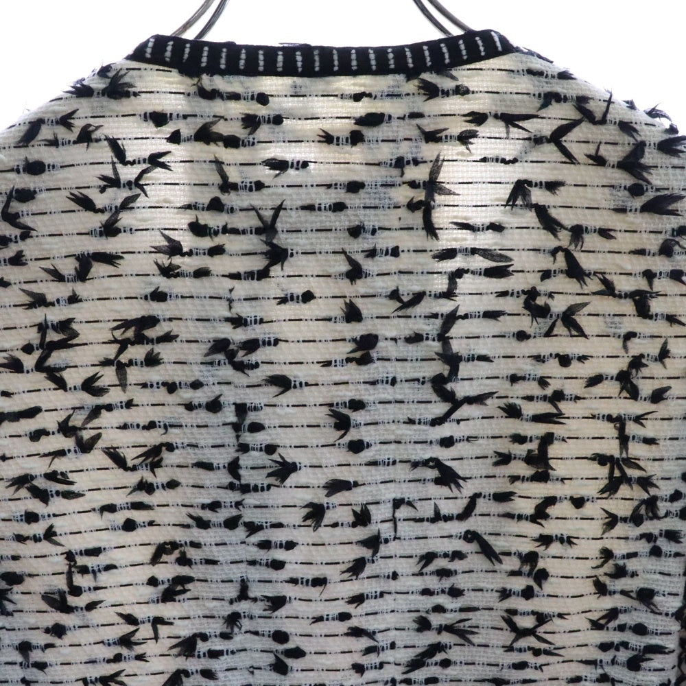 CHANEL(シャネル) 95C クルーズコレクション ツイード リボンデザイン ノーカラージャケット ホワイト/ブラック レディース P04218