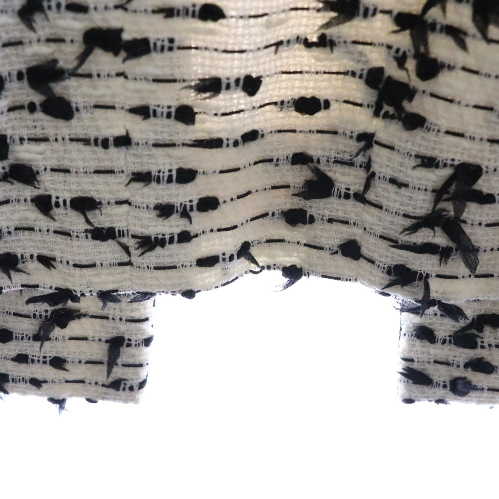 CHANEL(シャネル) 95C クルーズコレクション ツイード リボンデザイン ノーカラージャケット ホワイト/ブラック レディース P04218