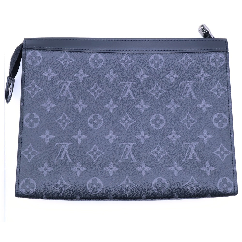 LOUIS VUITTON(ルイヴィトン) モノグラム・エクリプス ポシェット ヴォワヤージュMM クラッチバッグ セカンドバッグ ブラック PVC×レザー シルバー金具 M61692