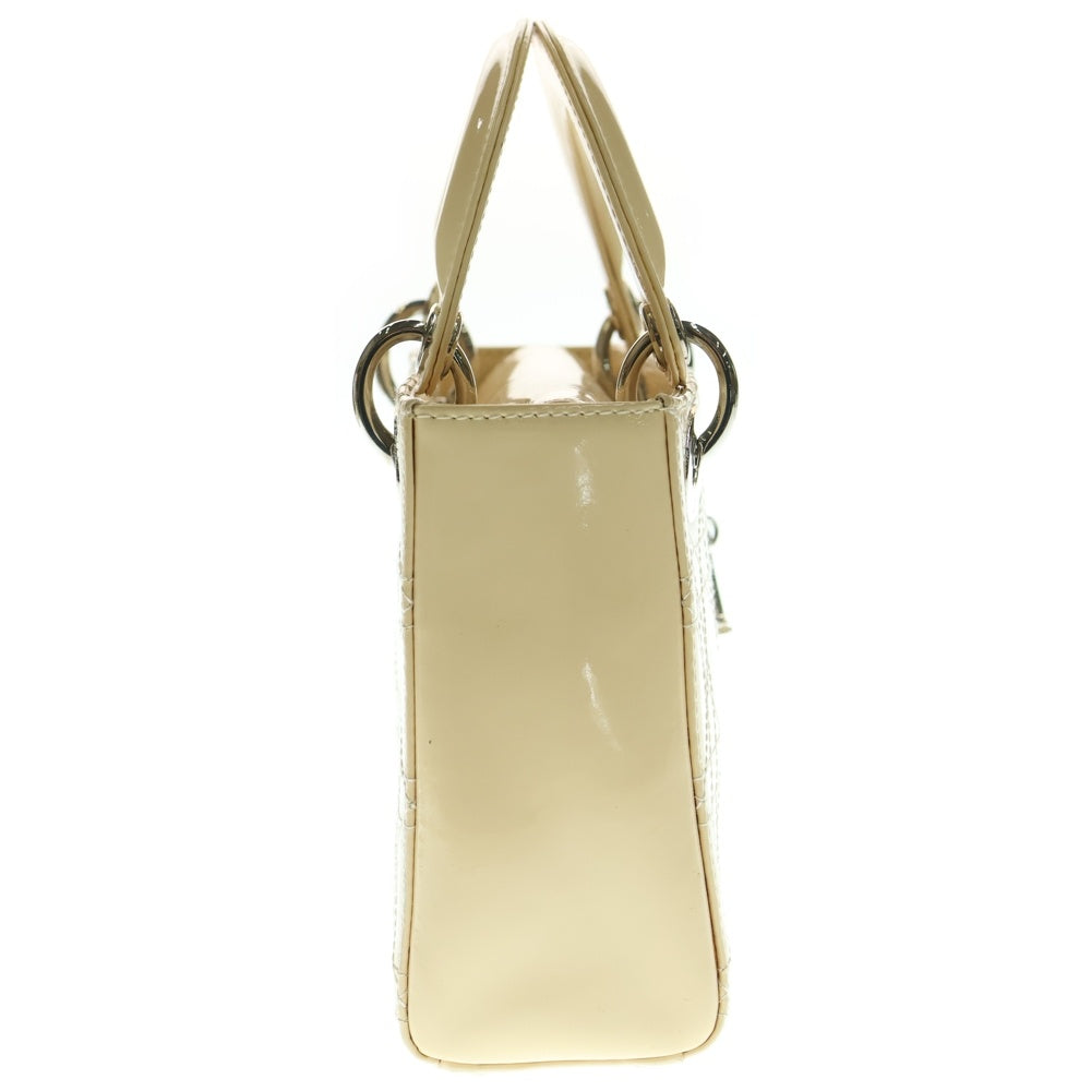 Christian Dior(クリスチャンディオール) レディディオール ミニ 2WAYバック ショルダーバッグ ハンドバッグ ミニトートバッグ クリーム アイボリー シルバー金具 パテント