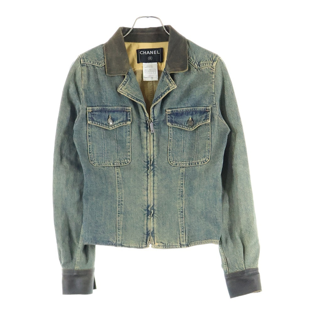 CHANEL(シャネル) 00AW ココマークボタン レザー切り替え ジップ