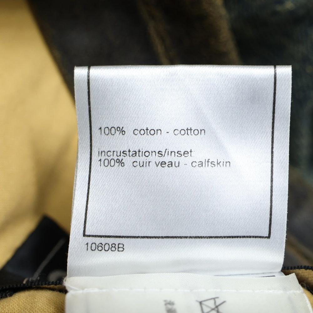 CHANEL(シャネル) 00AW ココマークボタン レザー切り替え ジップアップ デニム トラッカージャケット インディゴ/ブラウン レディース P16489W02683