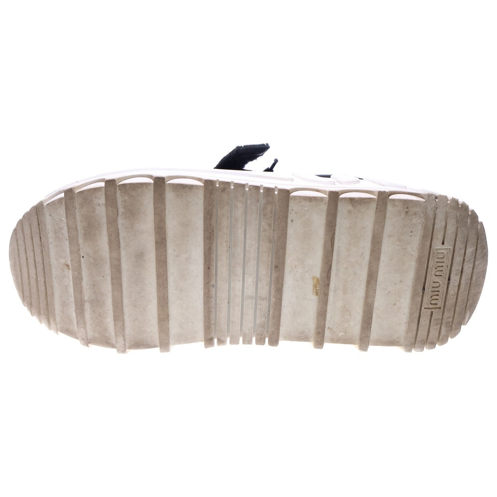 miumiu(ミュウミュウ) ロゴベルト レースアップ ベルクロ 厚底 ローカットシューズ スニーカー ブラック レディース