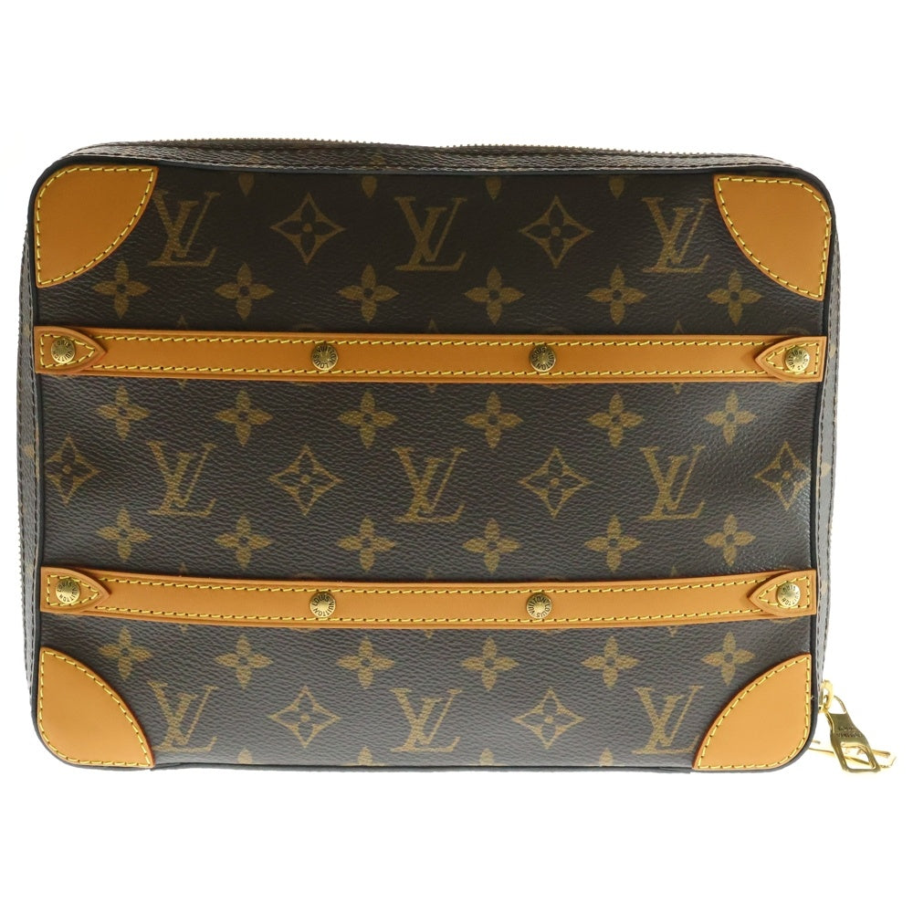 LOUIS VUITTON(ルイヴィトン) モノグラム ソフトトランク メッセンジャー PM ショルダーバッグ ブラウン レザー×PVC ゴールド金具 M68494