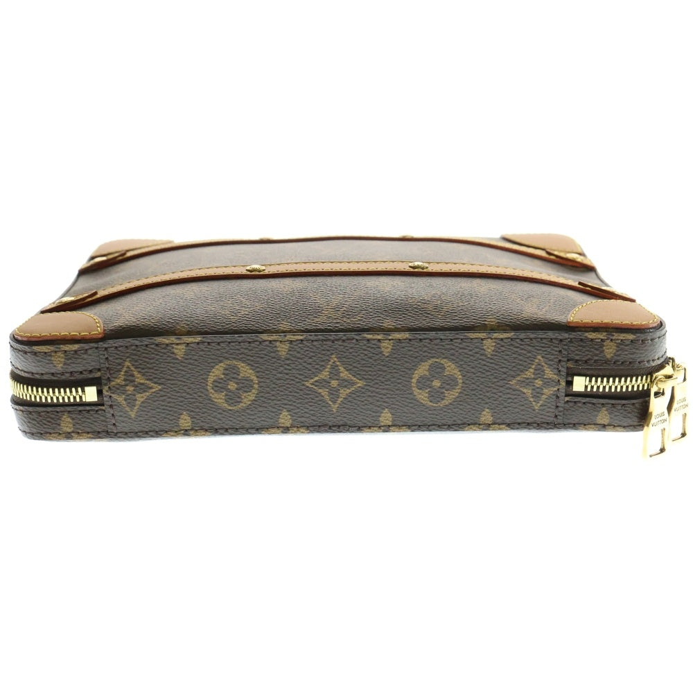 LOUIS VUITTON(ルイヴィトン) モノグラム ソフトトランク メッセンジャー PM ショルダーバッグ ブラウン レザー×PVC ゴールド金具 M68494