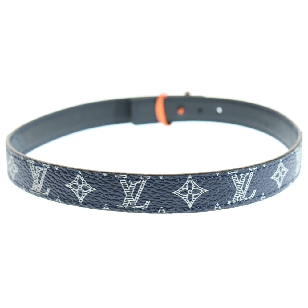 LOUIS VUITTON(ルイヴィトン) モノグラム インクキャンバス チョーカー ネックレス ネイビー PVC オレンジ金具 19