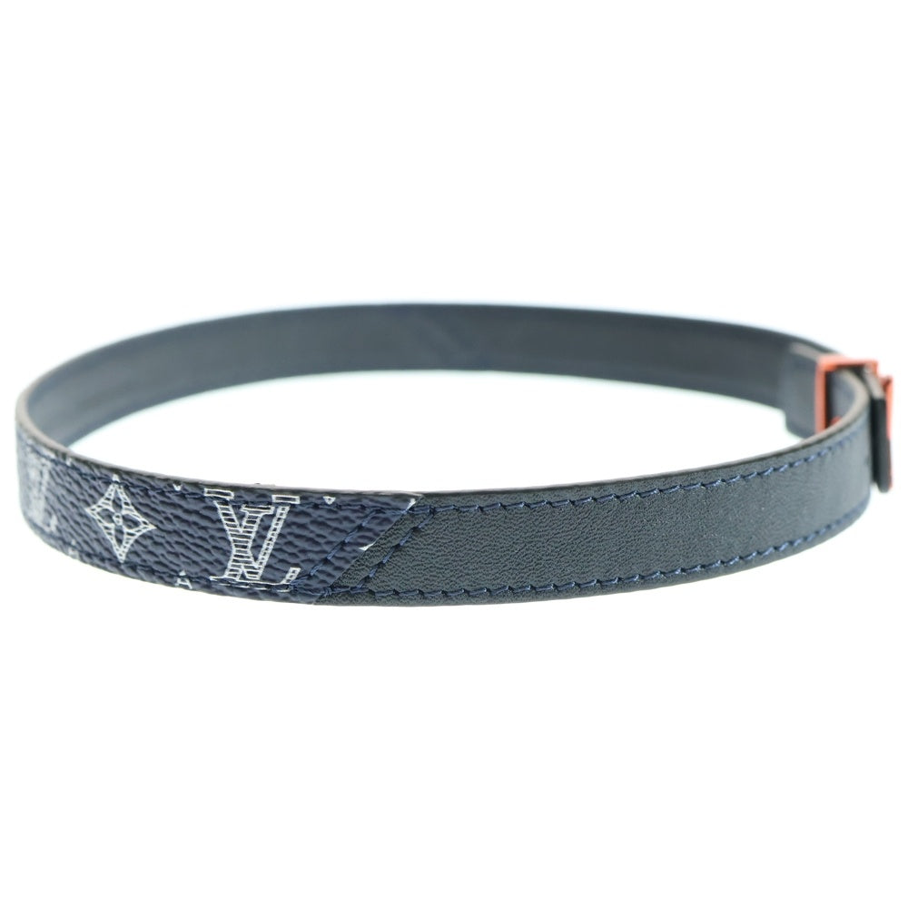 LOUIS VUITTON(ルイヴィトン) モノグラム インクキャンバス チョーカー ネックレス ネイビー PVC オレンジ金具 19