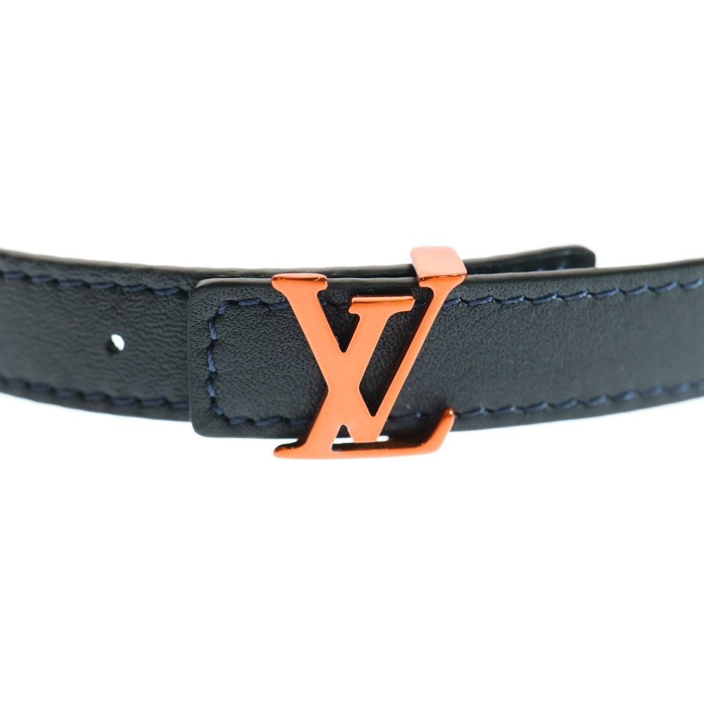 LOUIS VUITTON(ルイヴィトン) モノグラム インクキャンバス チョーカー ネックレス ネイビー PVC オレンジ金具 19