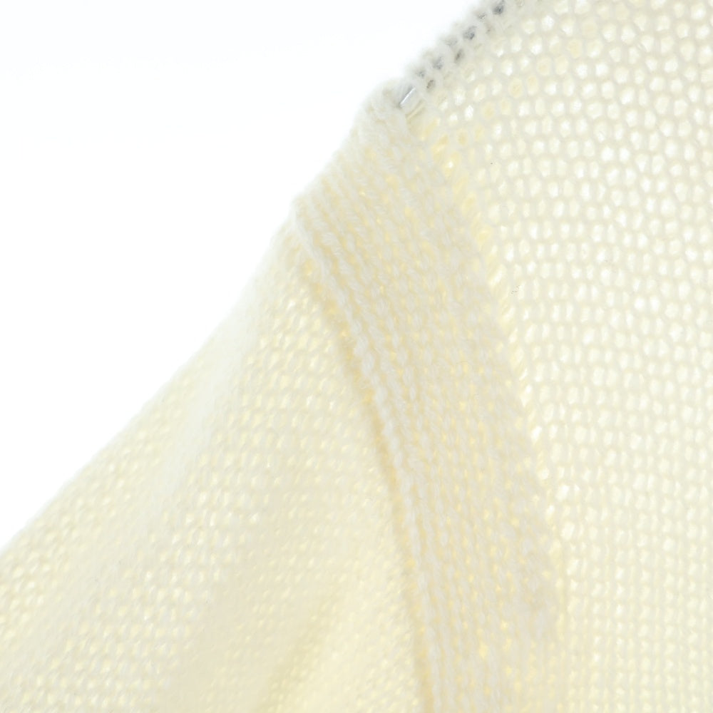 HERMES(エルメス) 25SS セリエ ロゴプレート 比翼ボタン カシミヤニット シャツ カーディガン ホワイト レディース 5E2727D1