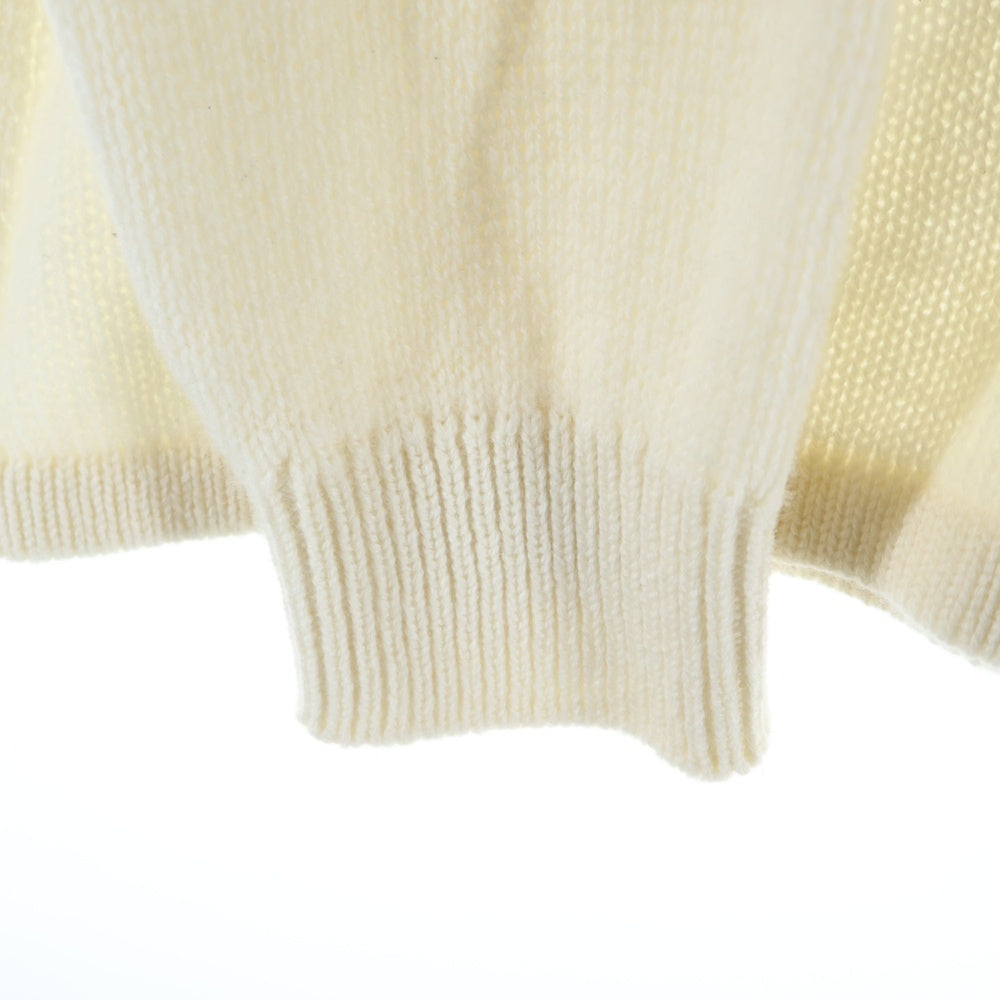 HERMES(エルメス) 25SS セリエ ロゴプレート 比翼ボタン カシミヤニット シャツ カーディガン ホワイト レディース 5E2727D1