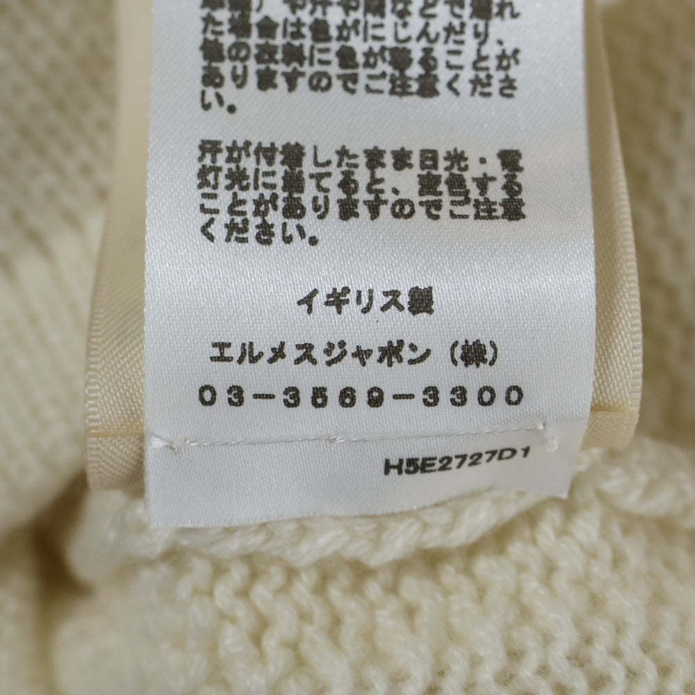 HERMES(エルメス) 25SS セリエ ロゴプレート 比翼ボタン カシミヤニット シャツ カーディガン ホワイト レディース 5E2727D1