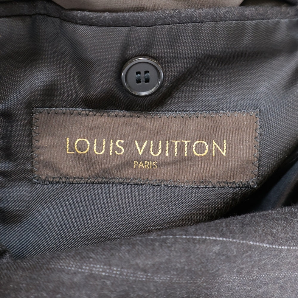 LOUIS VUITTON(ルイヴィトン) セットアップスーツ ストライプ総柄 ウール 3B テーラードジャケット ノータック スラックスパンツ ブラウン V8209/SJ7