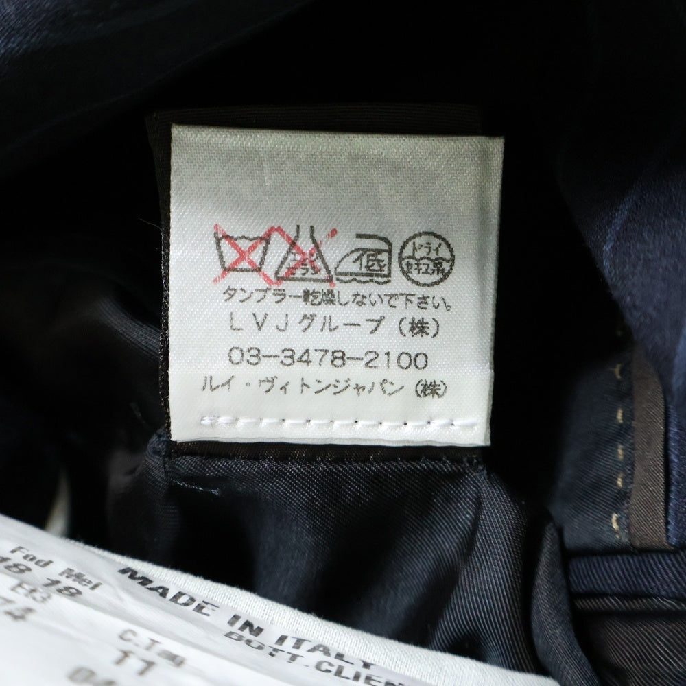 LOUIS VUITTON(ルイヴィトン) セットアップスーツ ストライプ総柄 ウール 3B テーラードジャケット 1タック スラックスパンツ ネイビー V8201/SZ7