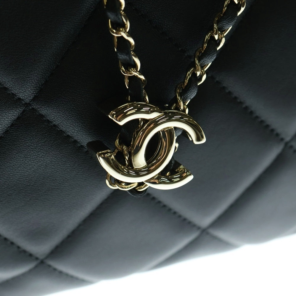 CHANEL(シャネル) ココマーク マトラッセ ラムスキン スモールチェーンレザーショルダーバッグ 巾着バッグ ブラック AS1801