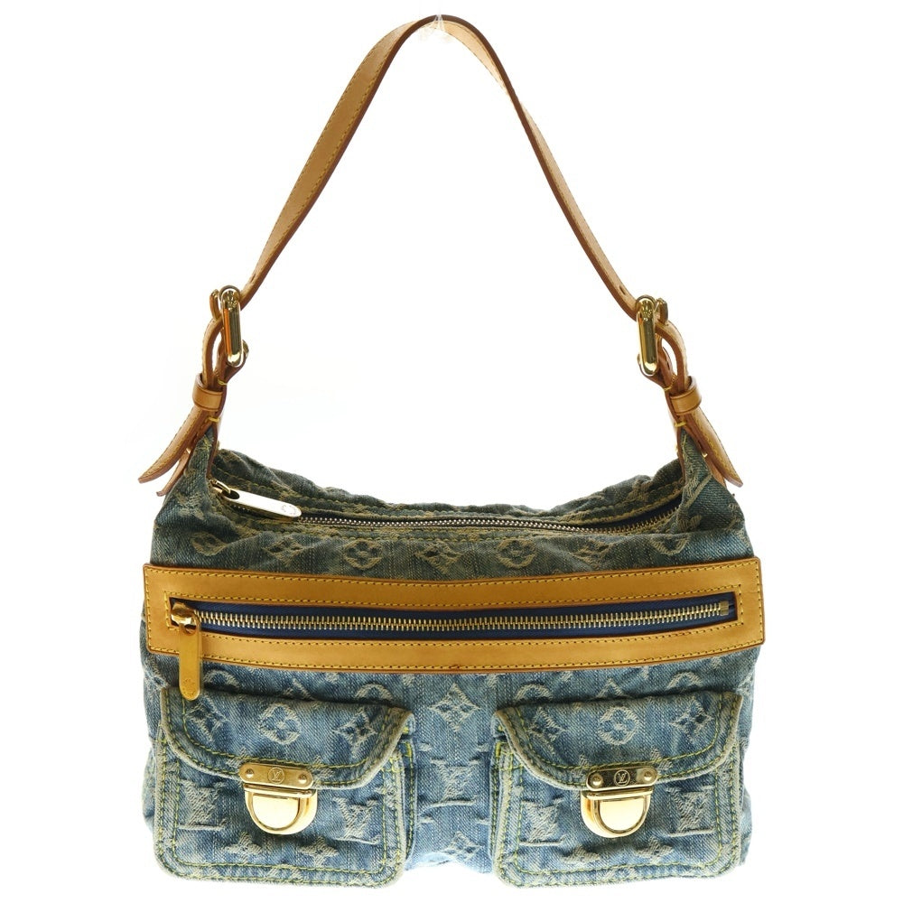 LOUIS VUITTON(ルイヴィトン) モノグラムデニム バギーPM レザーワンショルダーバッグ ハンドバッグ ブルー M95049