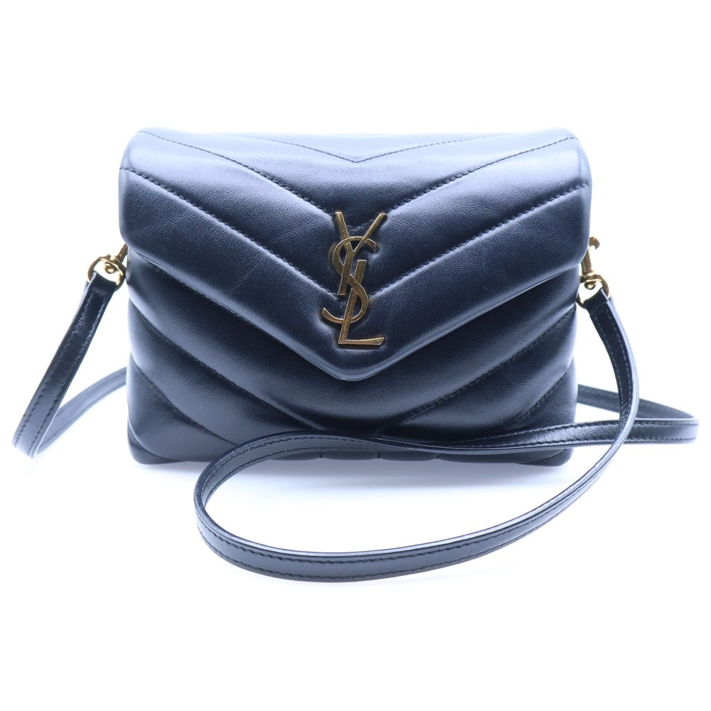 YVES SAINT LAURENT(イヴサンローラン) YSLロゴ ルル レザートイバッグ ショルダーバッグ ブラック レザー ゴールド金具 467072