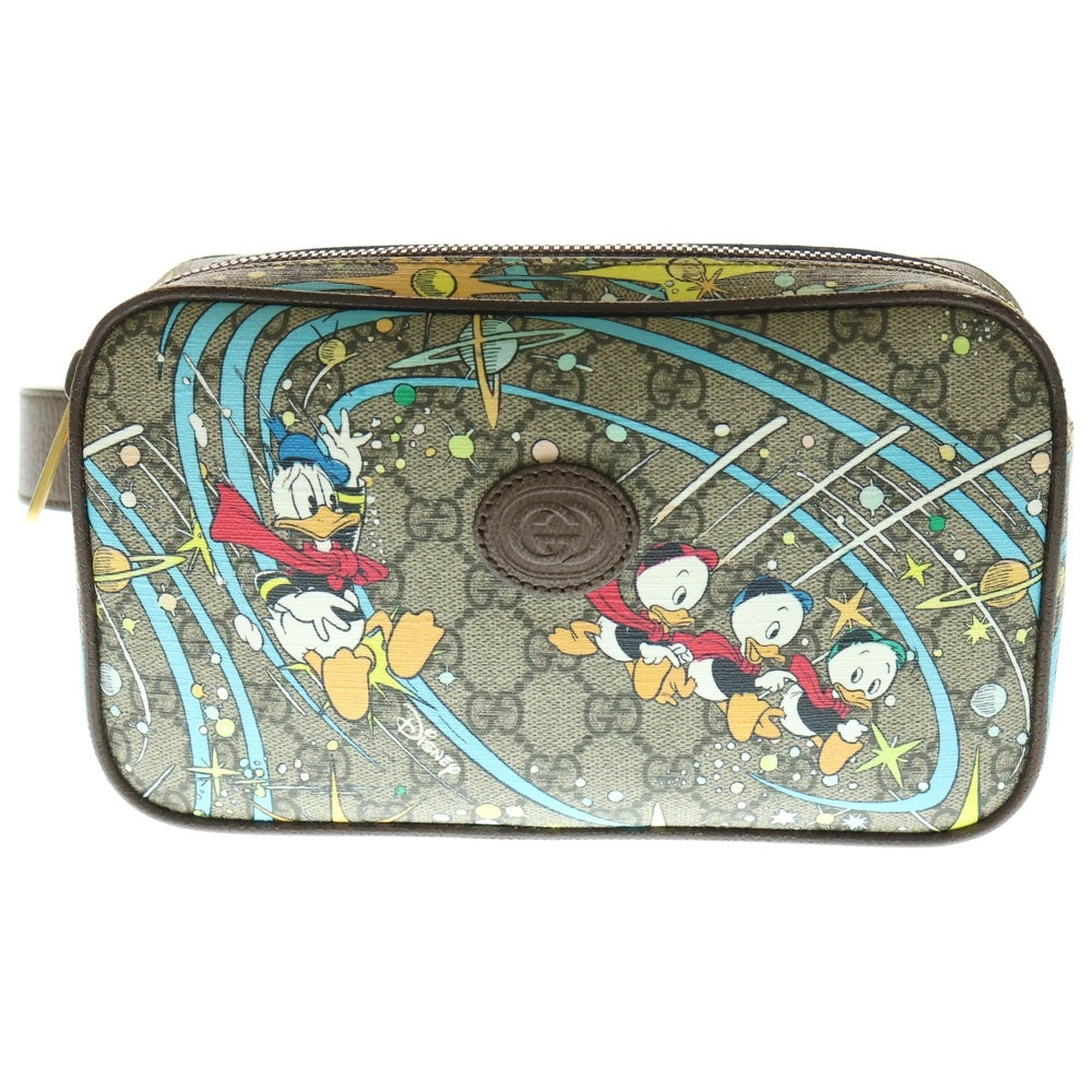 GUCCI(グッチ) グッチ×ディズニー GGスプリーム ウエストポーチ ボディバッグ ショルダーバッグ ブラウン×ベージュ レザー×PVC ゴールド金具 602695