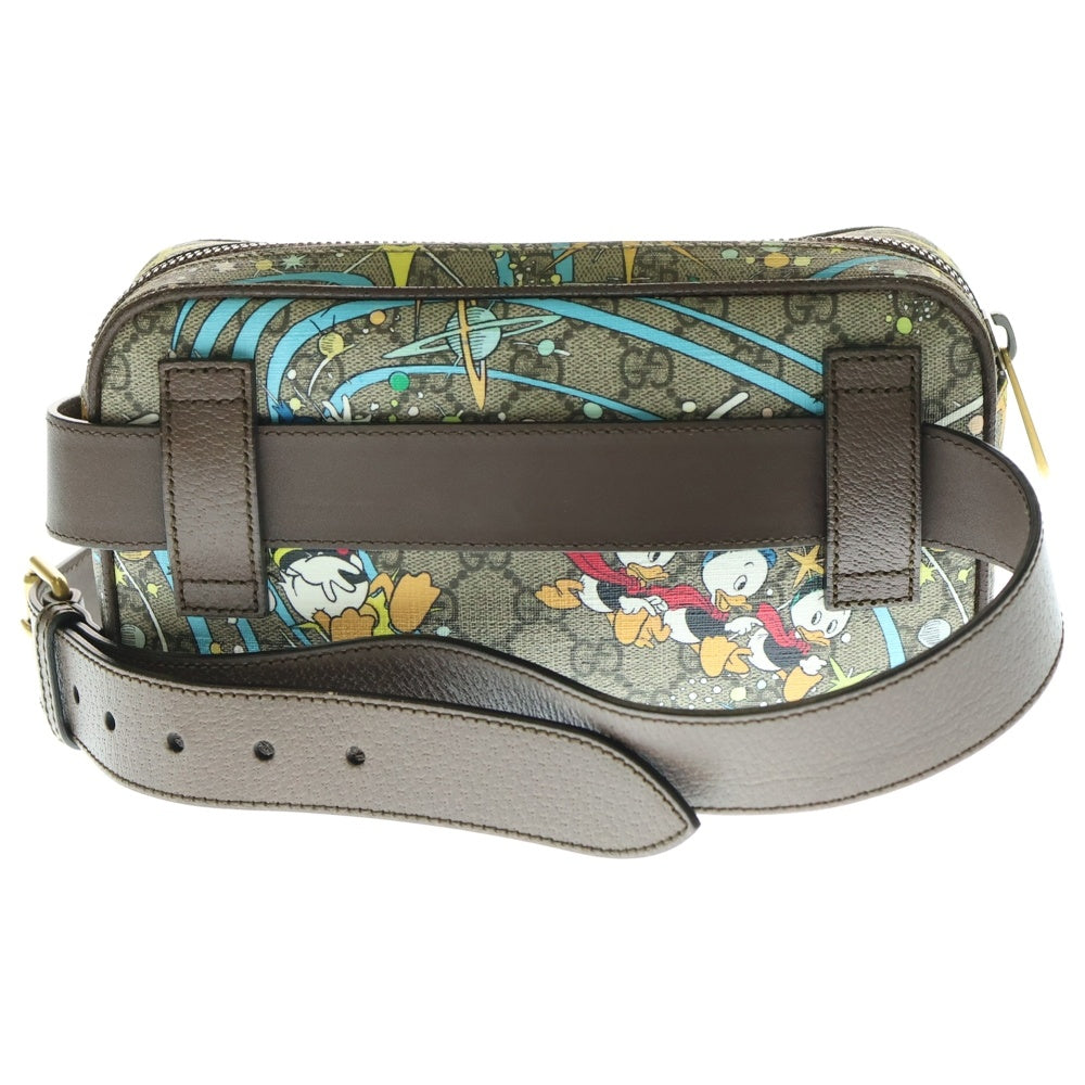 GUCCI(グッチ) グッチ×ディズニー GGスプリーム ウエストポーチ ボディバッグ ショルダーバッグ ブラウン×ベージュ レザー×PVC ゴールド金具 602695