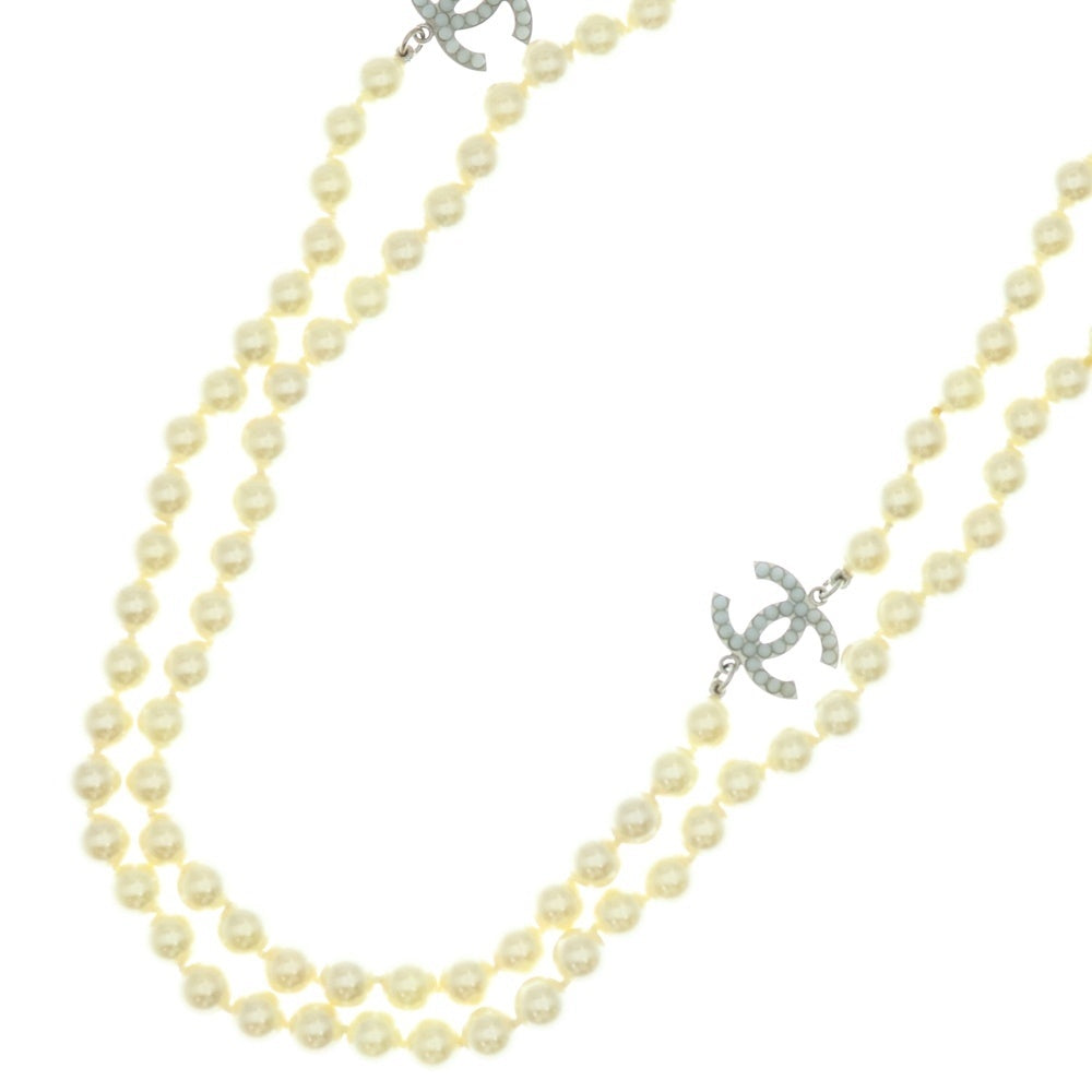 CHANEL(シャネル) ココマーク フェイクパールネックレス ペンダント シャンパンゴールド金具 A13V
