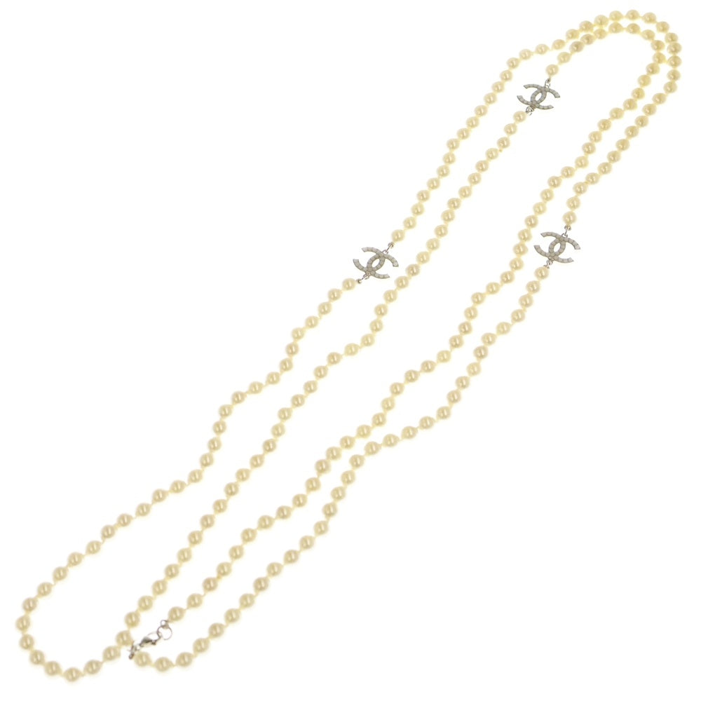 CHANEL(シャネル) ココマーク フェイクパールネックレス ペンダント シャンパンゴールド金具 A13V
