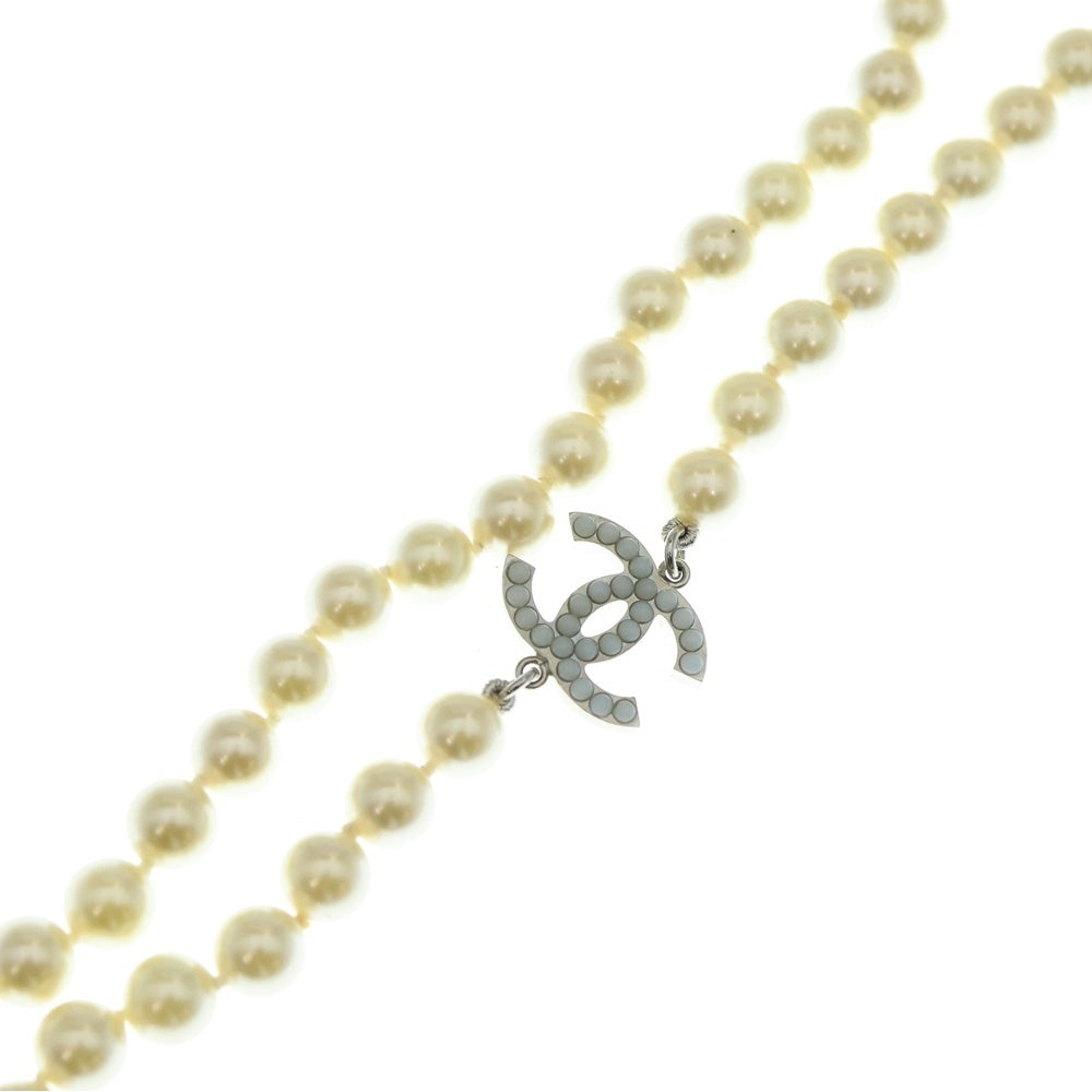 CHANEL(シャネル) ココマーク フェイクパールネックレス ペンダント シャンパンゴールド金具 A13V