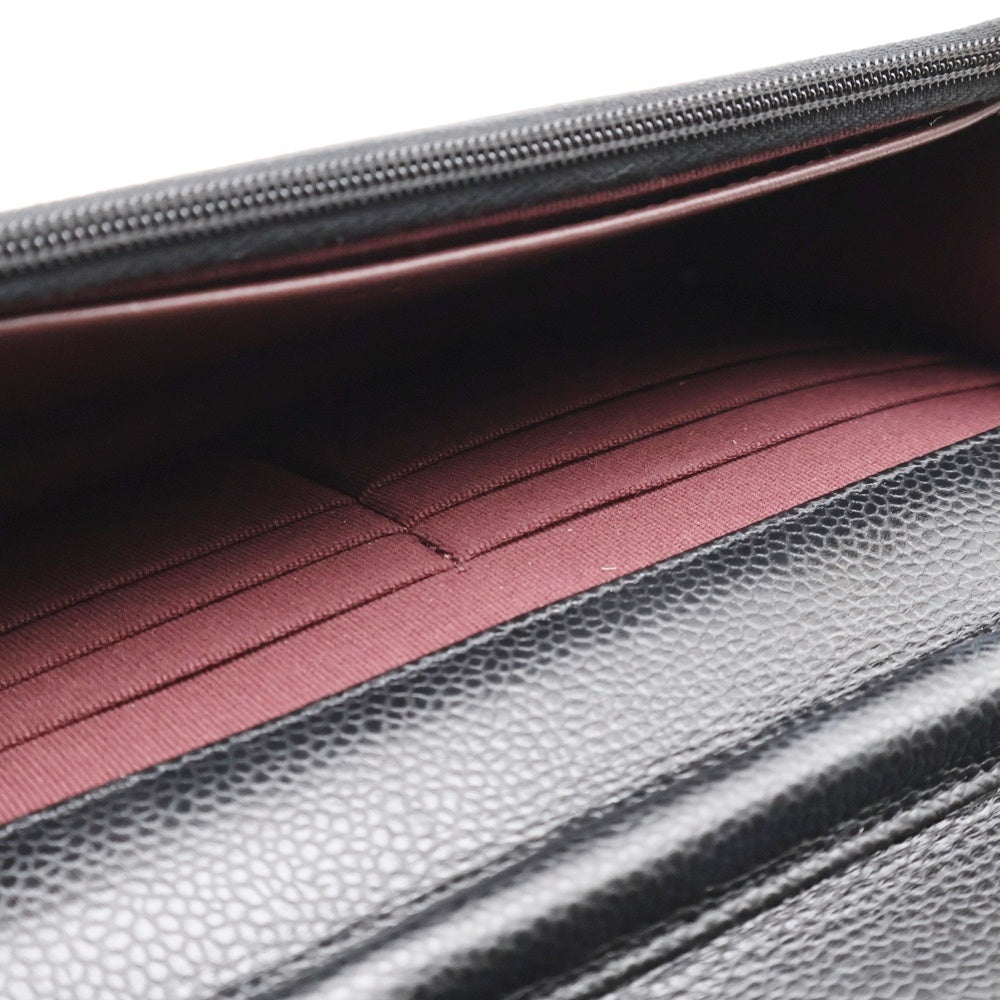 CHANEL(シャネル) マトラッセ チェーンウォレット ブラック キャビアスキン ゴールド金具 AP0250 プレートタイプ