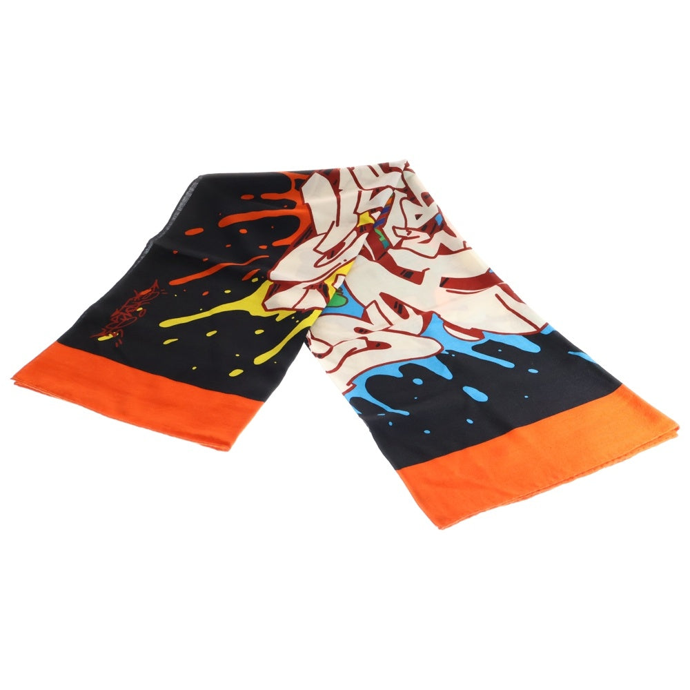 HERMES(エルメス) ×KONGO コラボ ショールカレ140 グラフィティシルク×カシミヤ ストール スカーフ マルチカラー