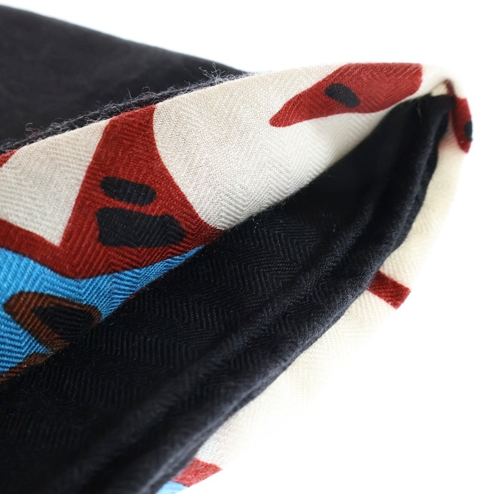 HERMES(エルメス) ×KONGO コラボ ショールカレ140 グラフィティシルク×カシミヤ ストール スカーフ マルチカラー