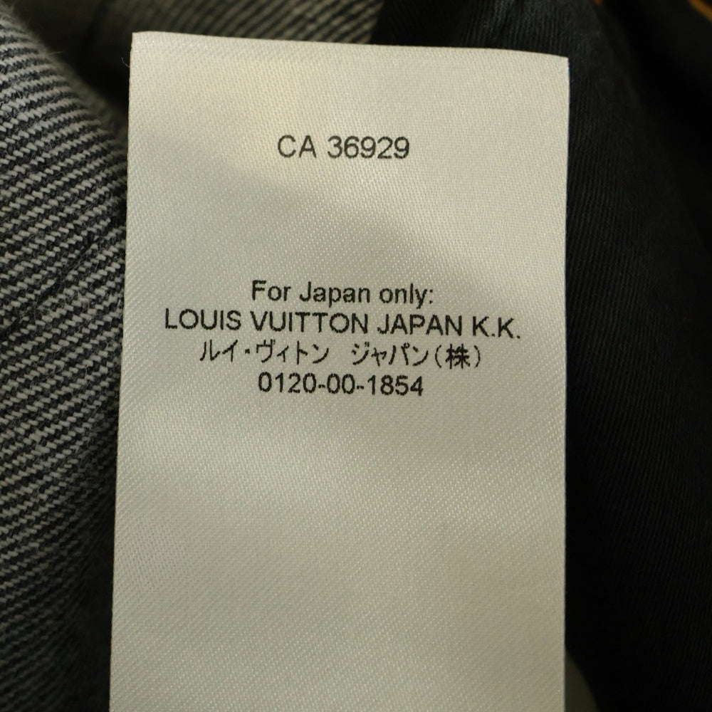 LOUIS VUITTON(ルイヴィトン) 23AW モノグラムフラワー 切り替え レザーロゴパッチ 裾ジップ ワイドストレートデニムパンツ ジーンズ グレー RM232 Y92 HPD92W