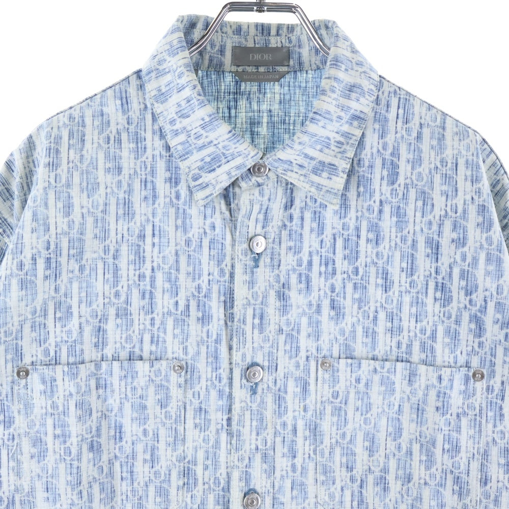 DIOR(ディオール) 20AW オブリーク 総柄 コットン 長袖 オーバーシャツ ブルー 013D585Y989