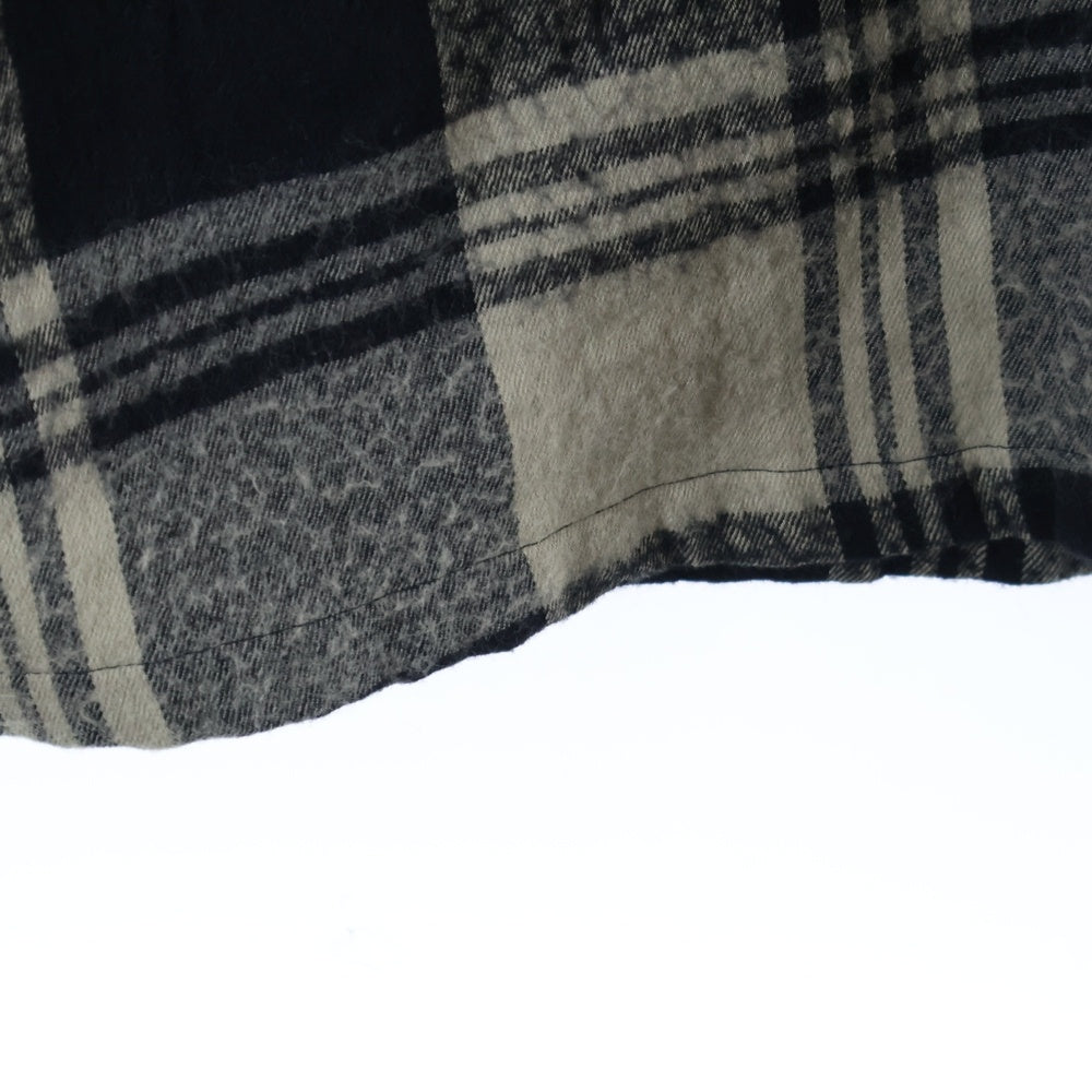 s'yte(サイト) 23AW チェック総柄 コットン ウール オーバーサイズ フランネル シャツジャケット ベージュ/ブラック UU-B10-008-1-03