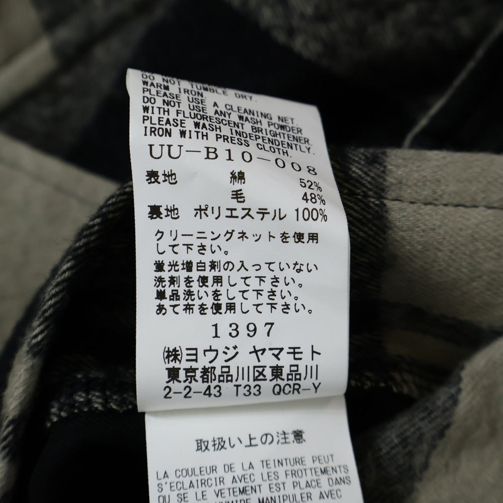 s'yte(サイト) 23AW チェック総柄 コットン ウール オーバーサイズ フランネル シャツジャケット ベージュ/ブラック UU-B10-008-1-03