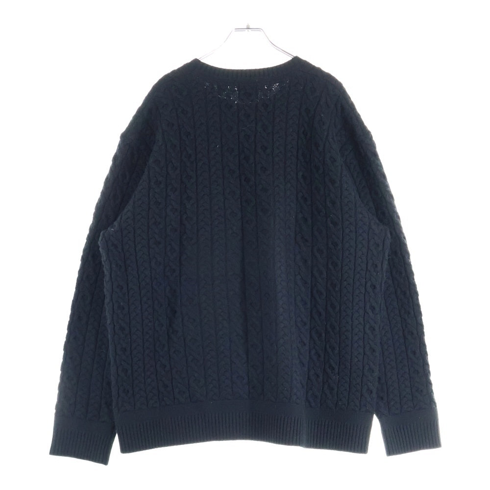 BURBERRY(バーバリー) ウール ケーブルニット クルーネック ロングスリーブ 長袖 セーター ブラック 8036590