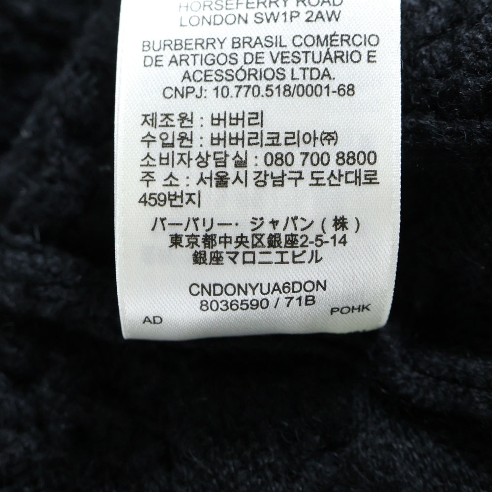 BURBERRY(バーバリー) ウール ケーブルニット クルーネック ロングスリーブ 長袖 セーター ブラック 8036590