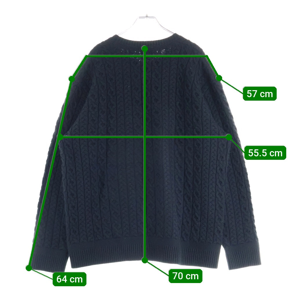 BURBERRY(バーバリー) ウール ケーブルニット クルーネック ロングスリーブ 長袖 セーター ブラック 8036590