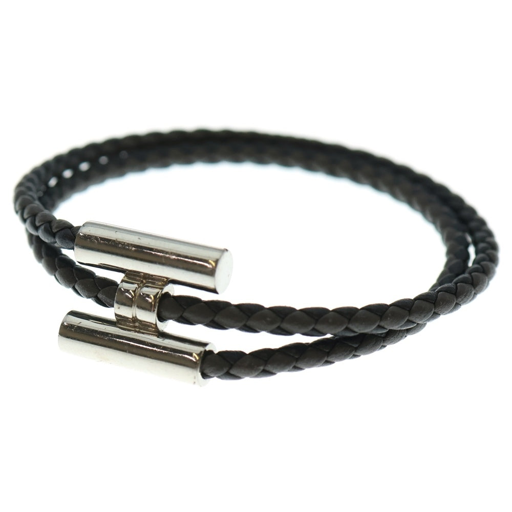 HERMES(エルメス) トゥルニス トレッセ ブレスレット ブラウン シルバー金具 レザー