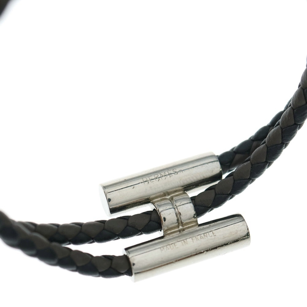 HERMES(エルメス) トゥルニス トレッセ ブレスレット ブラウン シルバー金具 レザー