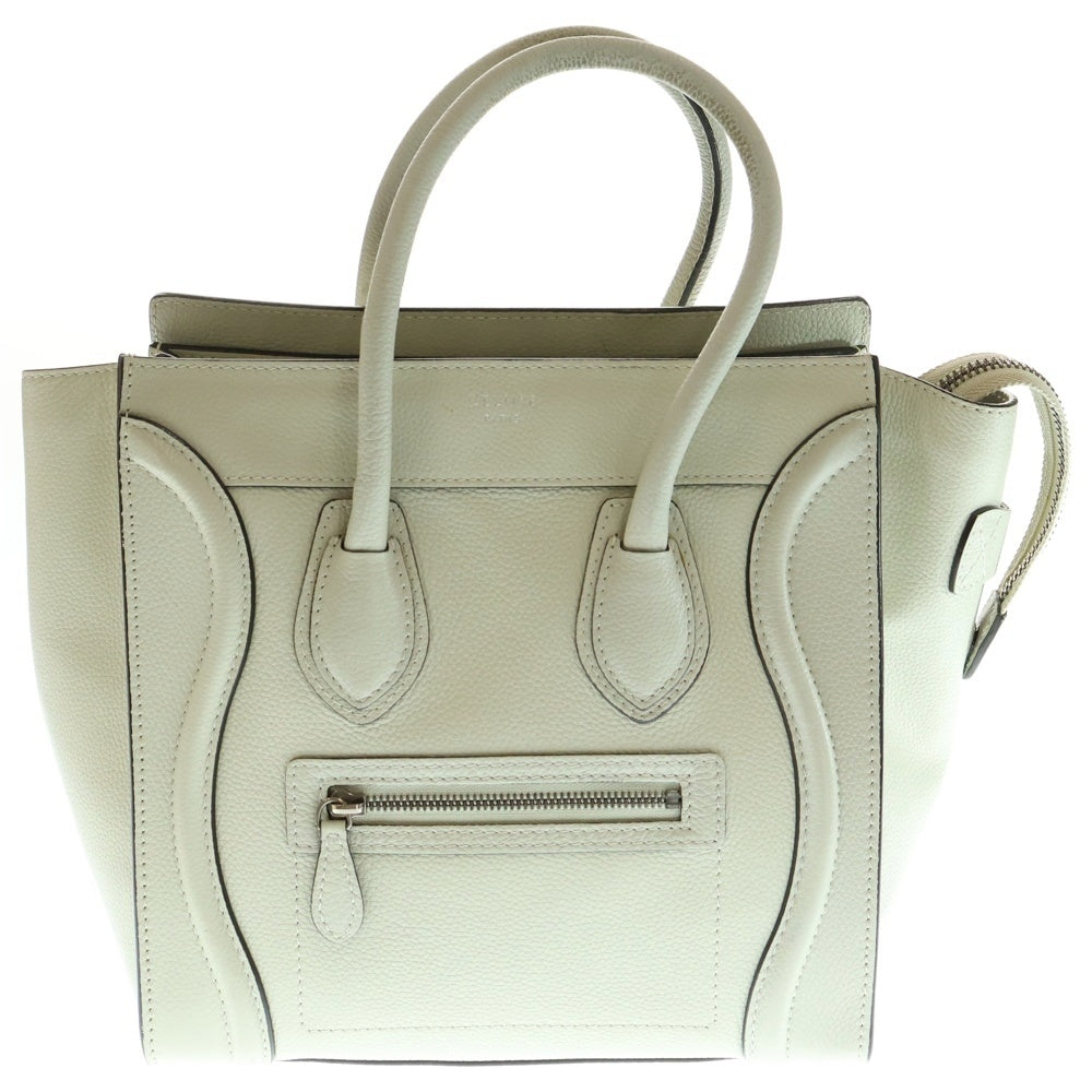 CELINE(セリーヌ) ラゲージ マイクロショッパー ハンドバッグ トートバッグ レザー ライトグリーン シルバー金具