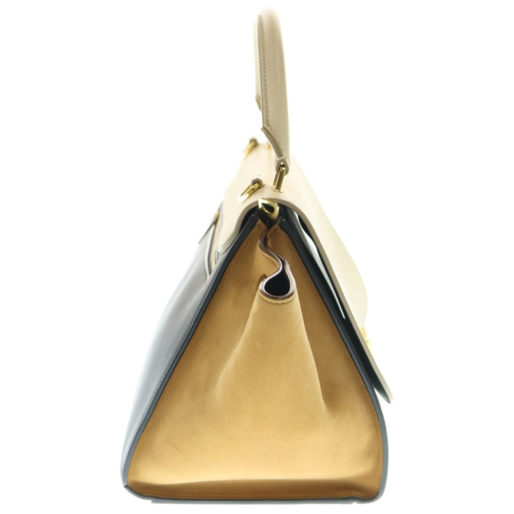 CELINE(セリーヌ) トラペーズ 2WAYバッグ ハンドバッグ ショルダーバッグ アイボリー×ブラック×ブラウン ゴールド金具 レザー