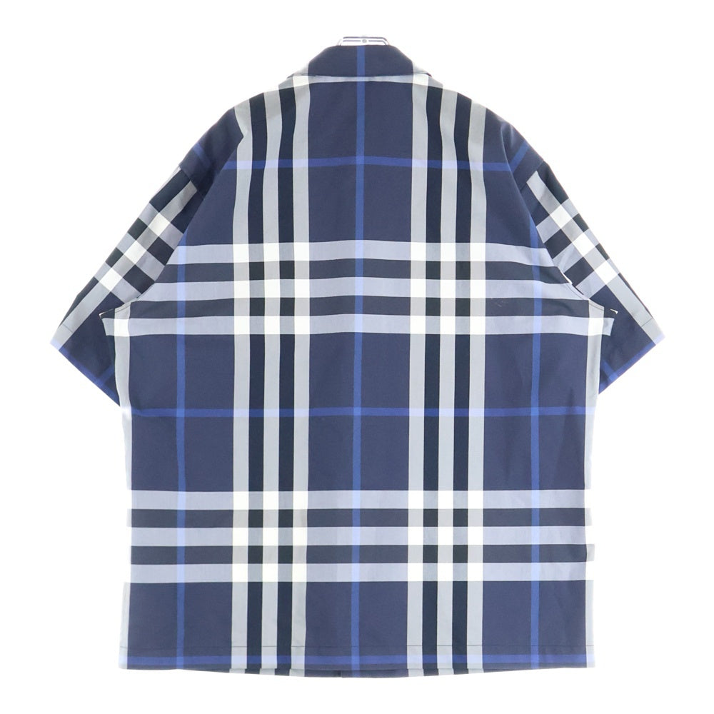 BURBERRY(バーバリー) ノバチェック総柄 レギュラーカラー 半袖シャツ ネイビー 8071026