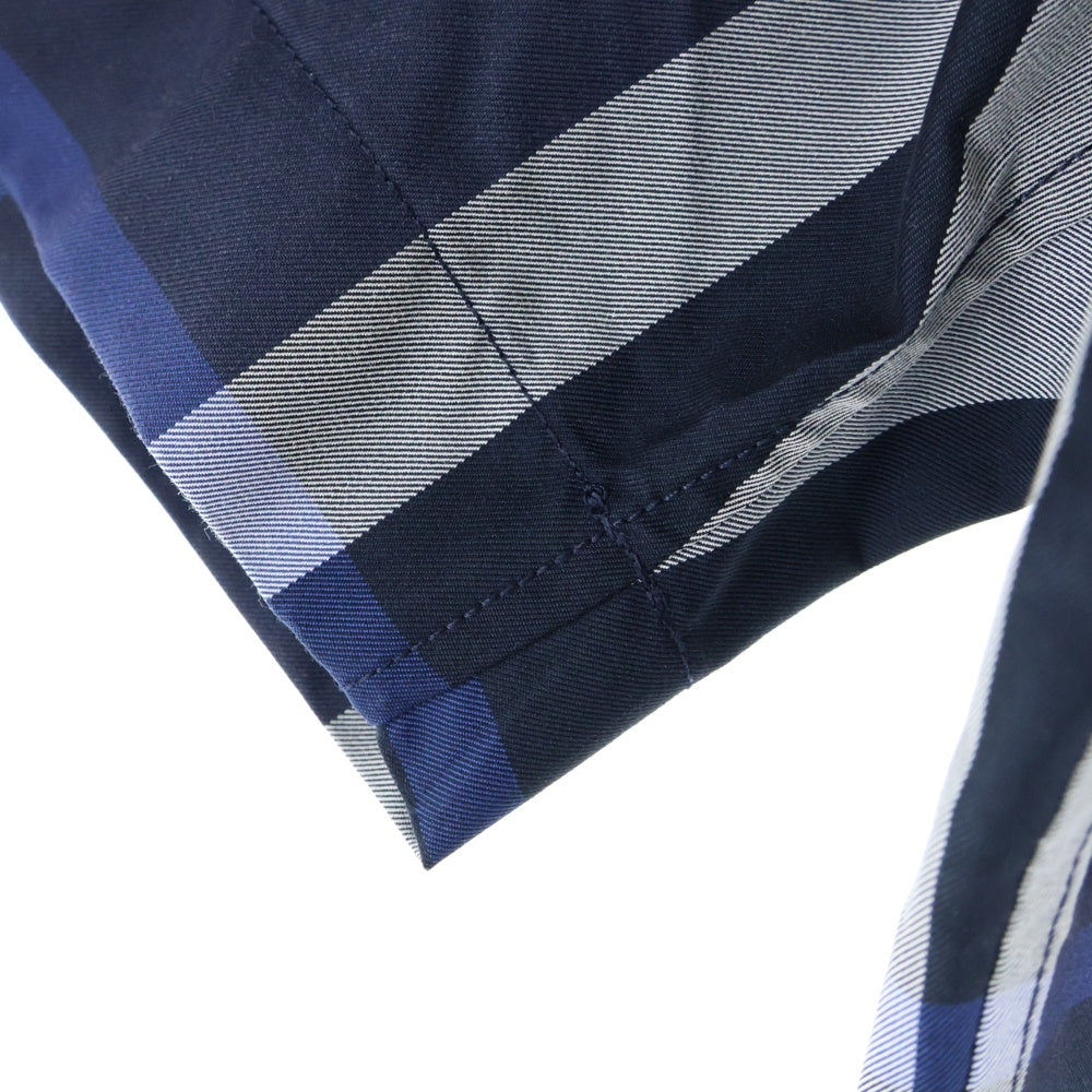 BURBERRY(バーバリー) ノバチェック総柄 レギュラーカラー 半袖シャツ ネイビー 8071026