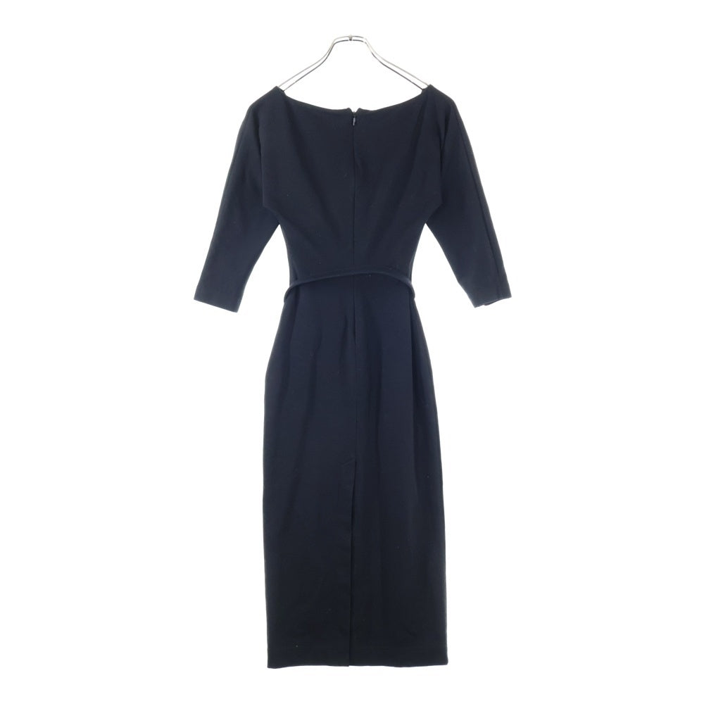 FENDI(フェンディ) FFロゴバックル ベルト Vネック ウールニット ハーフスリーブ 五分袖 ロング ワンピース ドレス ブラック レディース FDB707 AIDE