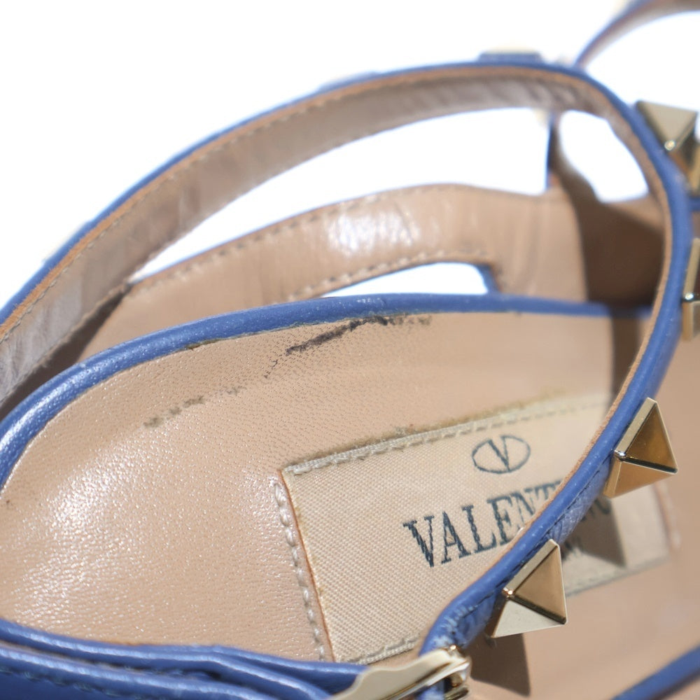 VALENTINO(ヴァレンティノ) ロックスタッズ ヒール スエードレザー ストラップ パンプス シューズ ブルー レディース