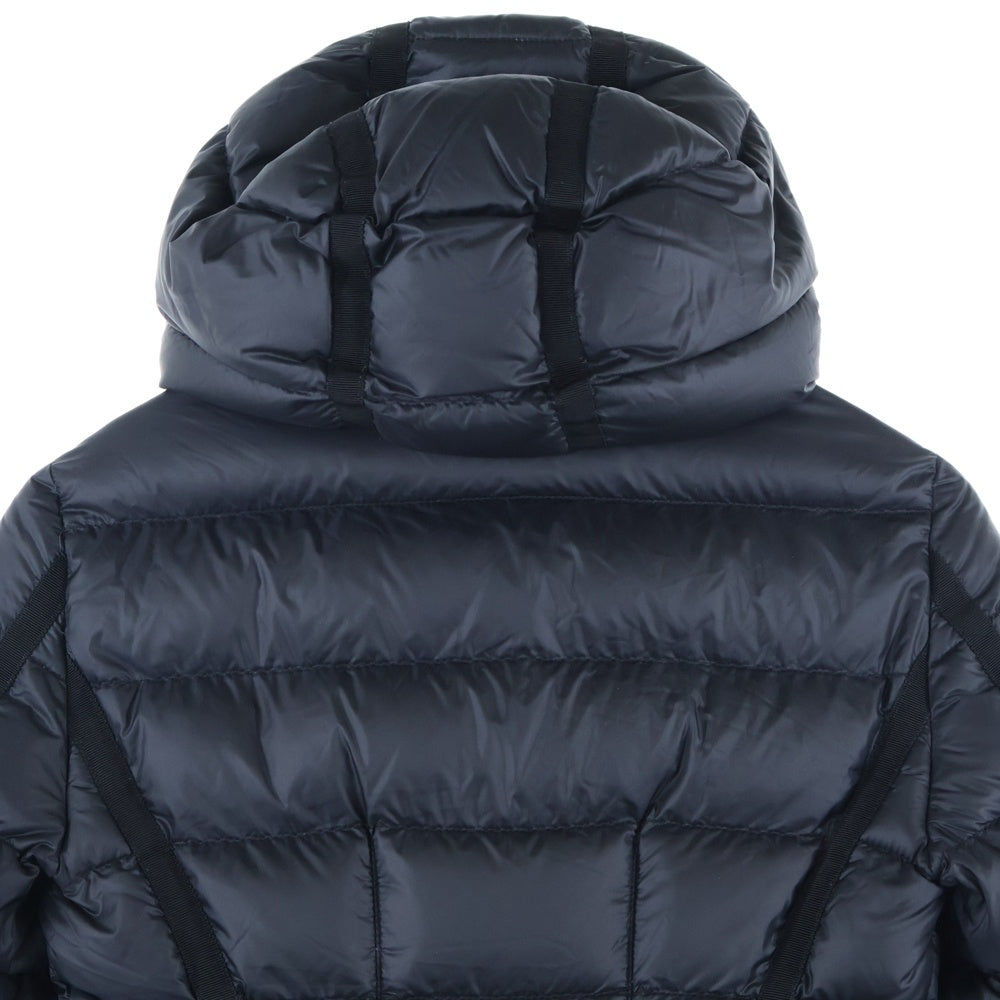 MONCLER(モンクレール) HERMINE エルミンヌ ワッペンロゴ フーデッド ジップアップ ダウン ロング ジャケット コート ブラック レディース H20931C51100 53048