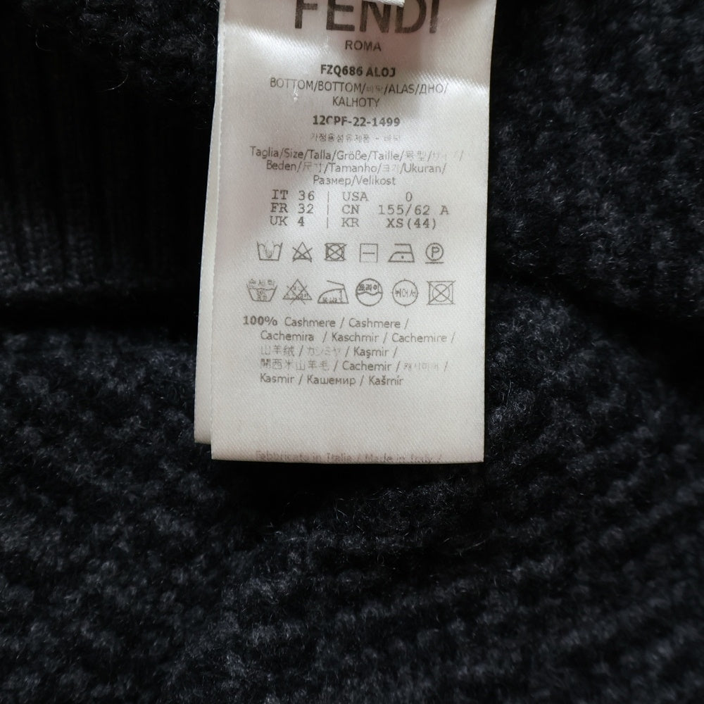 FENDI(フェンディ) ズッカ柄 FFロゴ カシミヤニット タイト ミニスカート グレー/ブラック レディース FZQ686 ALOJ