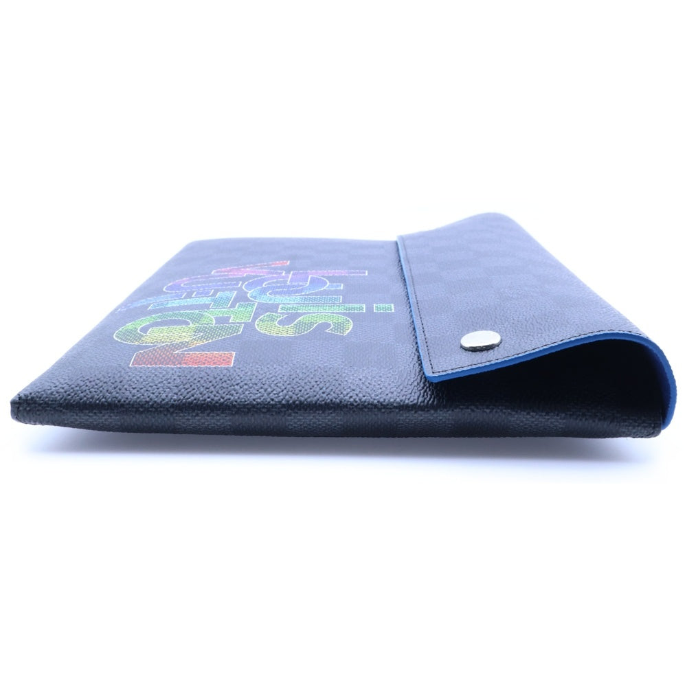 LOUIS VUITTON(ルイヴィトン) トリプルポーチ ダミエ グラフィット アルファ PVC レザー クラッチ セカンドバッグ シルバー金具 ブラック N40296